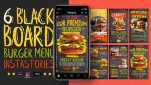 Read more about the article VIDEOHIVE BLACKBOARD BURGER MENU INSTAGRAM STORIES