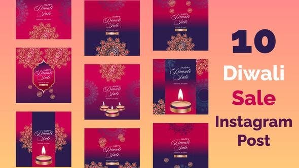 After Effects Templates Free Download - Diwali Sale Instagram Post Pack 34308766 Videohive
