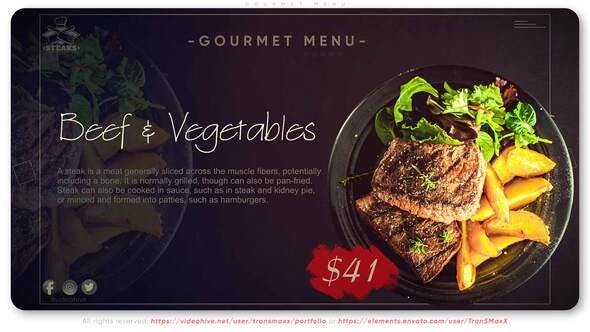 After Effects Templates Free Download - Gourmet Menu 34182014 Videohive