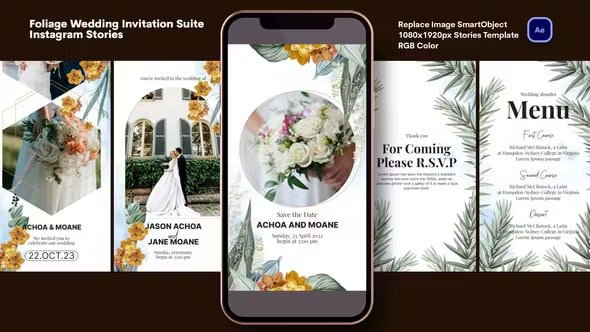 Read more about the article Foliage Wedding Invitation Suite Instagram Stories 44112509 Videohive